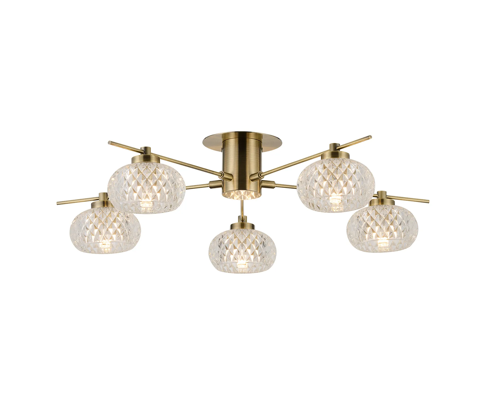 Wade Antique Brass Ceiling Lights Deco Multi Arm Fittings